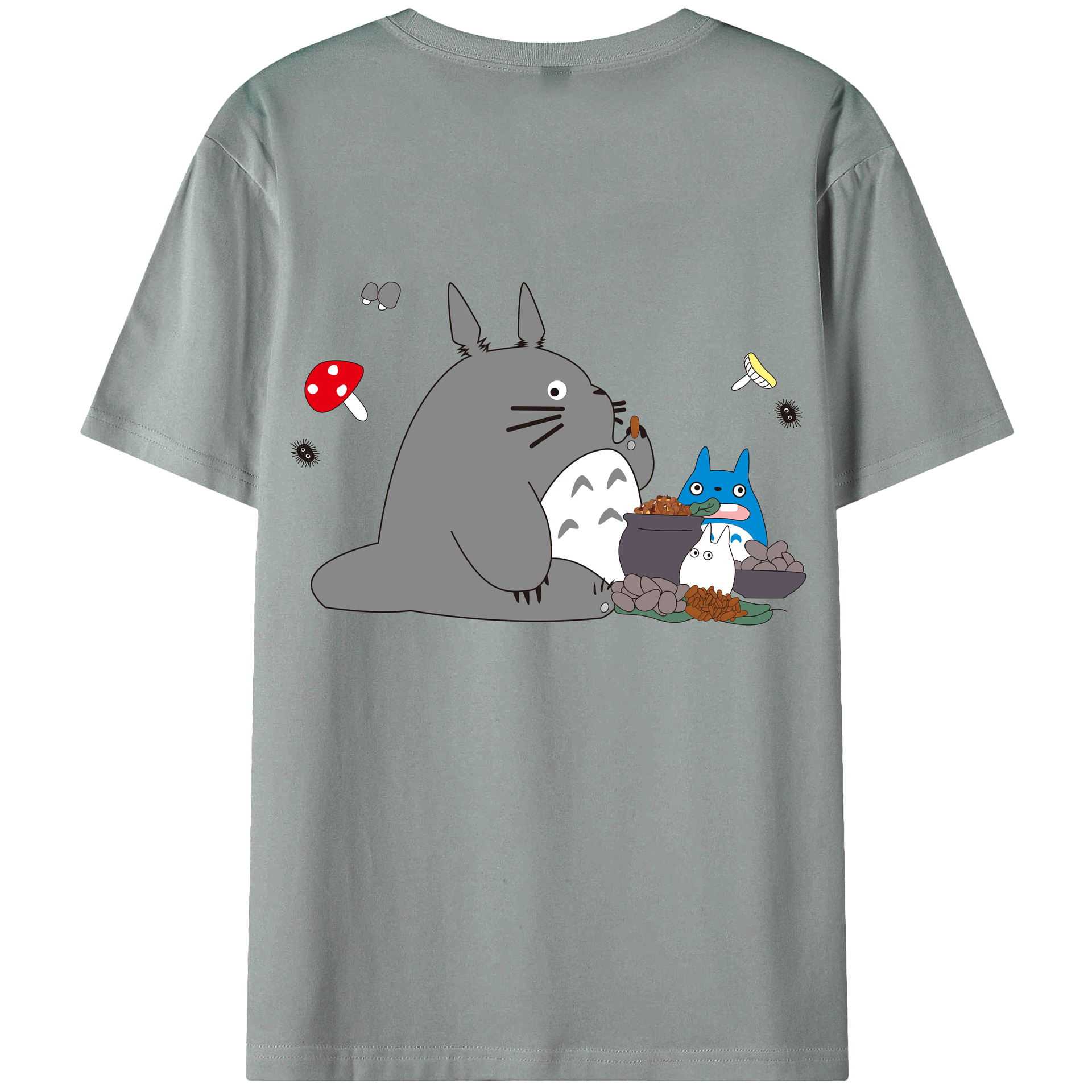 （画像用） となりのトトロ 草壁メイ 草壁サツキ My Neighbor Totoro Satsuki Kusakabe Mei Kusakabe 綿100％ メンズ半袖Tシャツ（バックプリント） 通気性